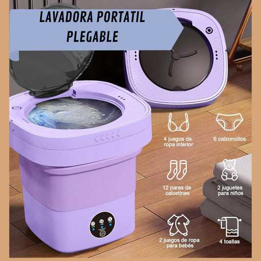 Lavadora compacta plegable de 8L con modos automáticos