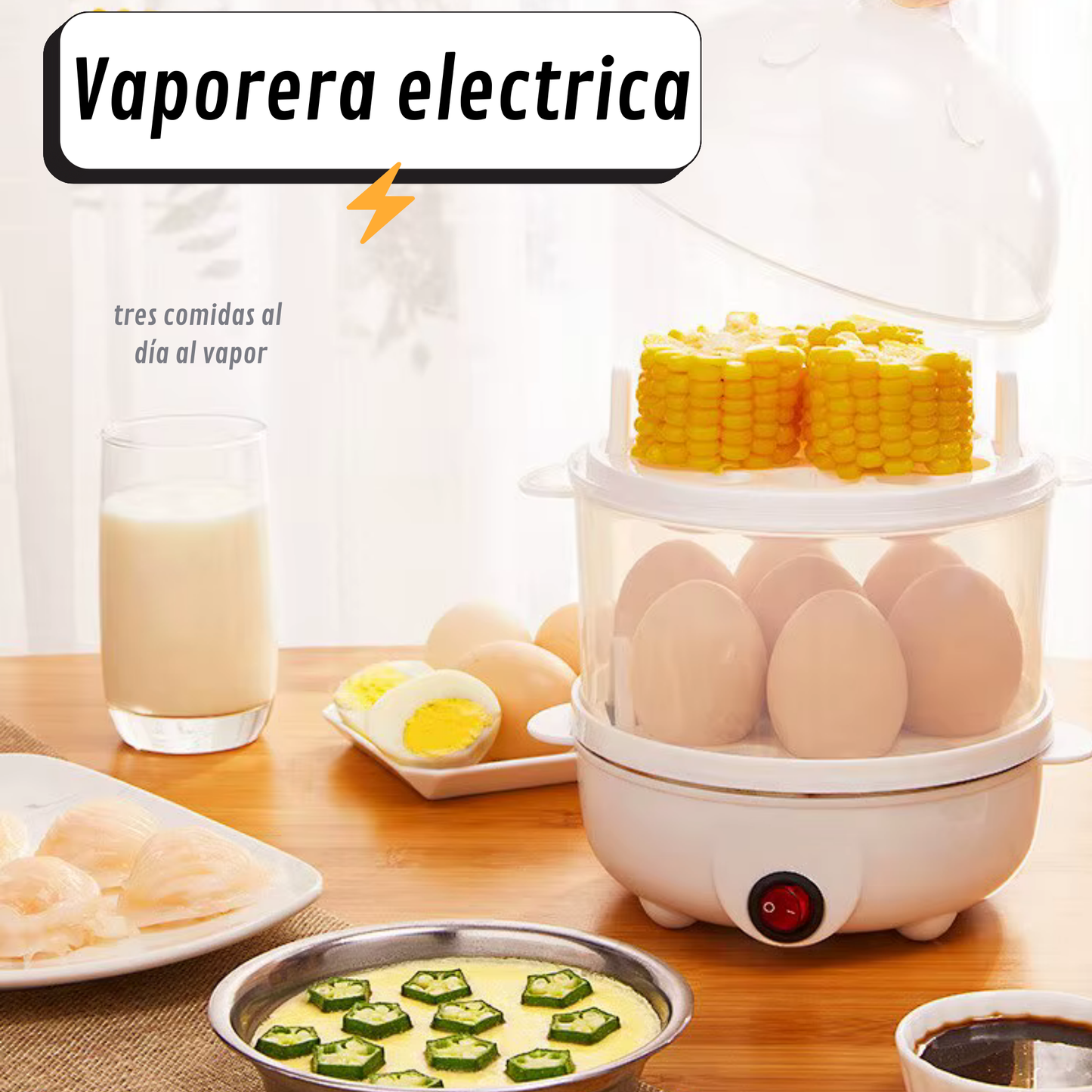 Vaporera electrica para huevos, máquina de cocina para desayuno.